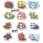 Kawaii Bugs & Insects Good Job Reward Stickers シール (正面)