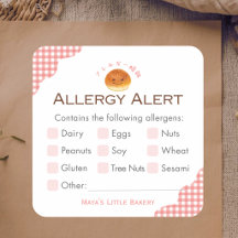 Kawaii Bun Red Gingham Allergy Alert
