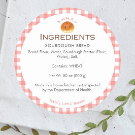 Kawaii Bun Red Gingham Bakery Ingredient ラウンドシール