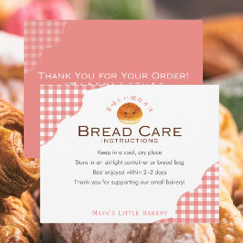 Kawaii Bun Red Gingham Bread Care Instructions サンキューカード
