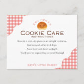 Kawaii Bun Red Gingham Cookie Care Instructions サンキューカード (正面)