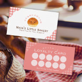 Kawaii Bun Red Gingham Watercolor Loyalty 名刺