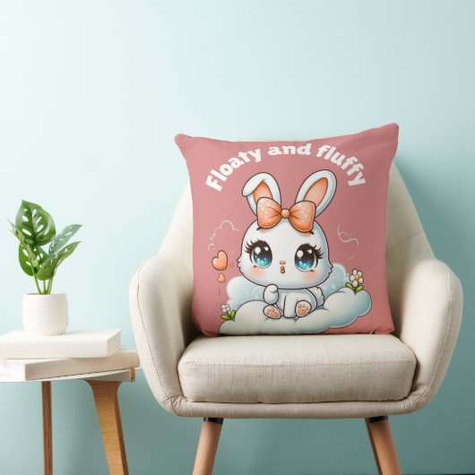 Kawaii Bunny – Cute Chibi Rabbit Throw Pillow クッション (椅子)