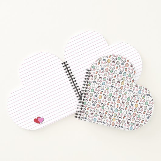 Kawaii Bunny Easter Heart Notebook ノートブック (内部)