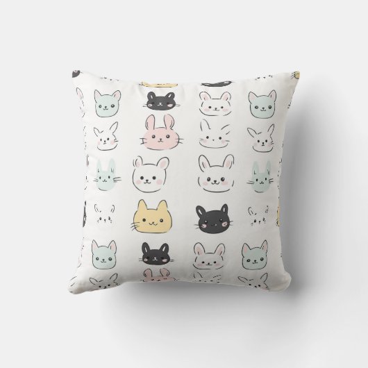 Kawaii Bunny Faces Pattern クッション (裏面)