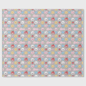 Kawaii Bunny Hearts Love Seamless Pattern ラッピングペーパー (フラット)