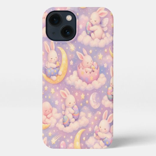 Kawaii Bunny iPhone 13 Case, Pastel Purple Rabbit  iPhoneケース (裏面)