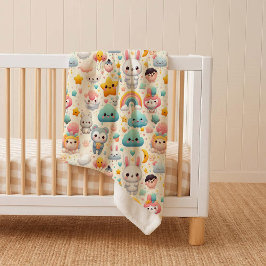 Kawaii Bunny Pastel Whimsical Cozy Sherpa Blanket シェルパブランケット