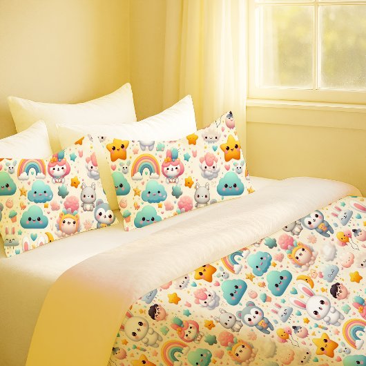 Kawaii Bunny Pastel Whimsical Nursery Pillowcase 枕カバー