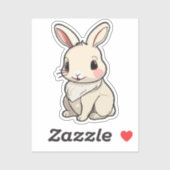 Kawaii Bunny Sticker - Fluffy White Rabbit Vinyl シール (シート)