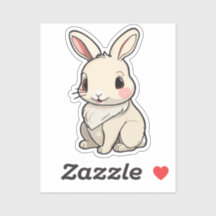 Kawaii Bunny Sticker - Fluffy White Rabbit Vinyl