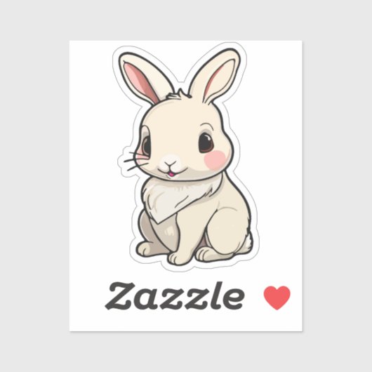 Kawaii Bunny Sticker - Fluffy White Rabbit Vinyl シール (シート)