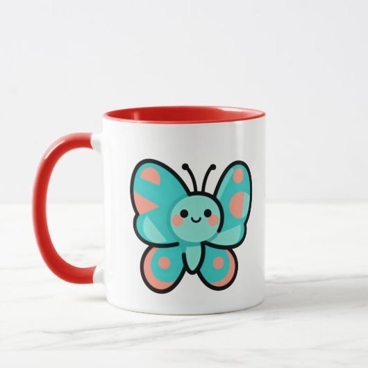 Kawaii Butterfly Coffee Mug Kitchen Office Art マグカップ (左)
