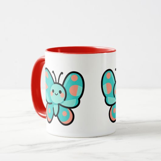 Kawaii Butterfly Coffee Mug Kitchen Office Art マグカップ (正面左)