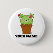 Kawaii Cactus Bear in Flower Pot Button Badge 缶バッジ (正面)