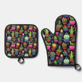 Kawaii Cactus Oven Mitt Set 鍋つかみ&鍋敷きセット (正面)