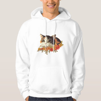 Kawaii Calico Cat Floral Peeking Art パーカ