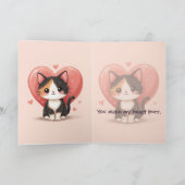 Kawaii Calico Cat Heart Valentine Design サンキューカード (内部)