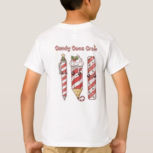  Kawaii Candy Cane Crew | Cute Christmas School  Tシャツ (裏面)