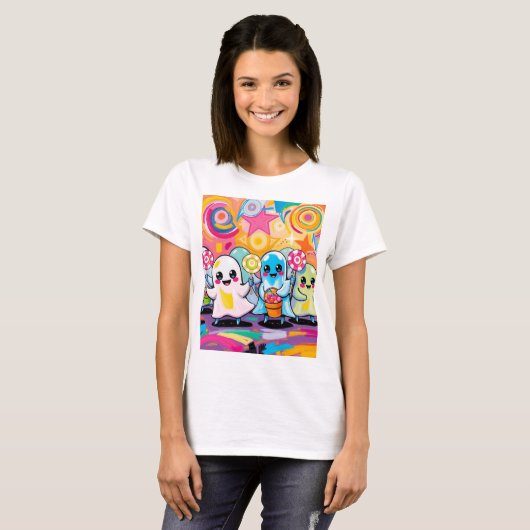 Kawaii Candy Parade  Colorful Cute Cartoon  Tシャツ (正面フル)