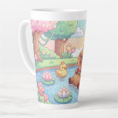 Kawaii capy in a pond カフェラテマグ (左アングル)