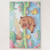 Kawaii capy in a pond ジグソーパズル (縦)