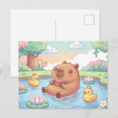 Kawaii capy in a pond ポストカード (正面/裏面)