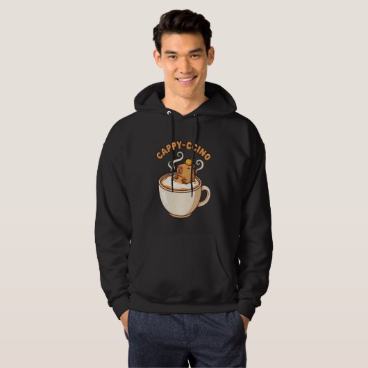 Kawaii Capybara Cappuccino Tee Cappy-ccino Coffee  パーカ (正面フル)