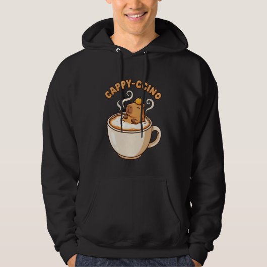 Kawaii Capybara Cappuccino Tee Cappy-ccino Coffee  パーカ (正面)