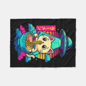 Kawaii Cat Alien Ufo Ramen Graphic Tee Funny Japan フリースブランケット (正面(横))