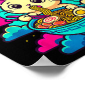 Kawaii Cat Alien Ufo Ramen Graphic Tee Funny Japan ポスター (角)