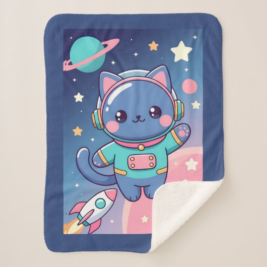 Kawaii Cat Astronaut Space Adventure  シェルパブランケット (正面)