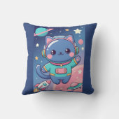 Kawaii Cat Astronaut Space Adventure Cute Cosmos クッション (裏面)