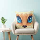Kawaii Cat Big Blue Eyes Cute Animal Illustra クッション (椅子)