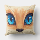 Kawaii Cat Big Blue Eyes Cute Animal Illustra クッション (裏面)