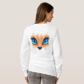 Kawaii Cat Big Blue Eyes Cute Animal Illustra Tシャツ (裏面フル)