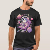 Kawaii Cat Bubble Boba Tea In Space Astronaut Tシャツ (正面)