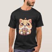 Kawaii Cat Bubble Tea Boba Tea Anime Neko 1 Tシャツ (正面)