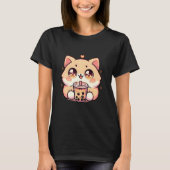 Kawaii Cat Bubble Tea Boba Tea Anime Neko 1 Tシャツ (正面)