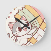 Kawaii Cat Bursting Wall clock cute ラウンド壁時計 (正面)