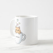 Kawaii Cat & Coffee Hearts Illustration コーヒーマグカップ (正面左)