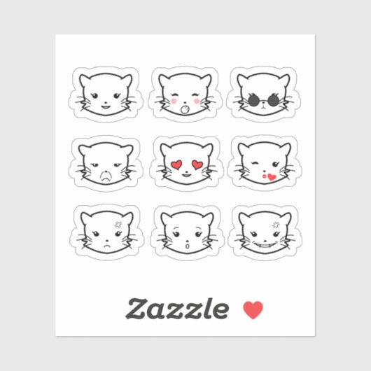 Kawaii Cat Emoji シール (シート)