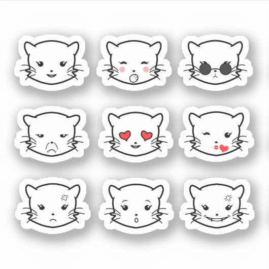 Kawaii Cat Emoji シール (正面)