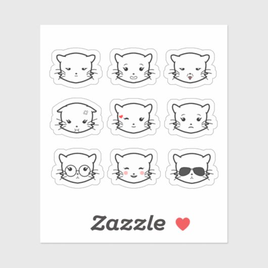 Kawaii Cat Emoji 2 シール (シート)