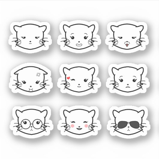 Kawaii Cat Emoji 2 シール (正面)