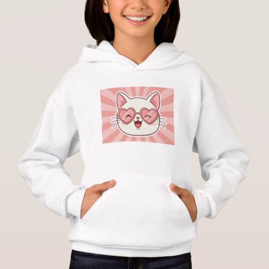 Kawaii Cat Hoodie - Stay Cool! 😎💖 (正面)