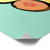 Kawaii Cat Hugging Pepperoni Pizza Cartoon ポスター (角)