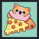 Kawaii Cat Hugging Pepperoni Pizza Cartoon ポスター<br><div class="desc">cute cat,  art , pizza lover gift kawaii food funny kitten cartoon pepperoni pizza slice food humor cat mom gift anime style animal happy vibes food art</div>
