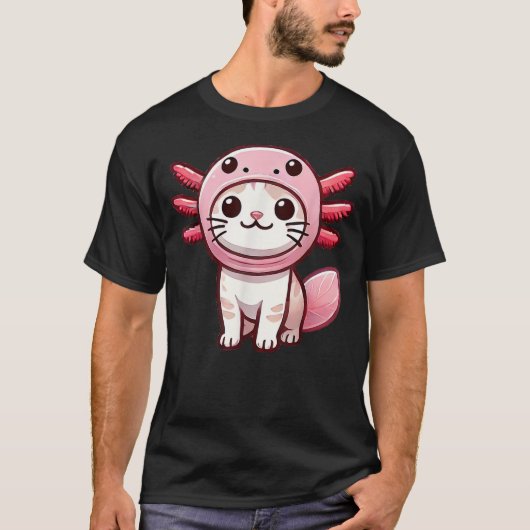 Kawaii Cat Kitten Axolotl Costume Tシャツ (正面)