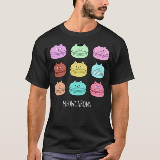 Kawaii Cat Macarons Meowcarons - For Baking Girlfr Tシャツ (正面)